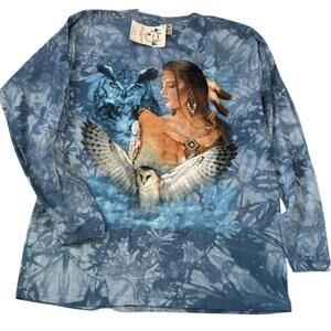 Vintage Back to Earth owl woman graphic long sleeve tee nature wear Y2K XL